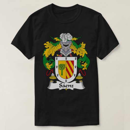 Saenz Coat of Arms Family Crest T-shirt (Design voorkant)