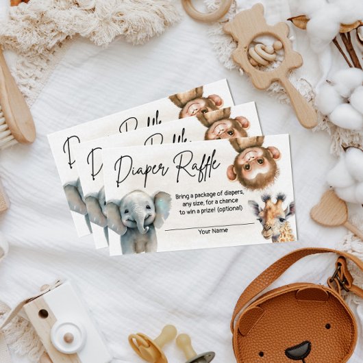 Safair Oerwoud Cute Baby shower Diaper Raffle Kaar Informatiekaartje