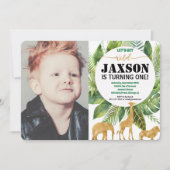 Safari 1e verjaardag uitnodiging jongen foto (Voorkant)