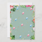 Safari 1e Verjaardag Wild One Floral Kids Verjaard Kaart (Achterkant)