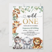 Safari 1e verjaardag Wild One | Gouden Oerwouden Kaart (Voorkant)