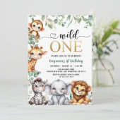 Safari 1e verjaardag Wild One | Gouden Oerwouden Kaart (Staand voorkant)