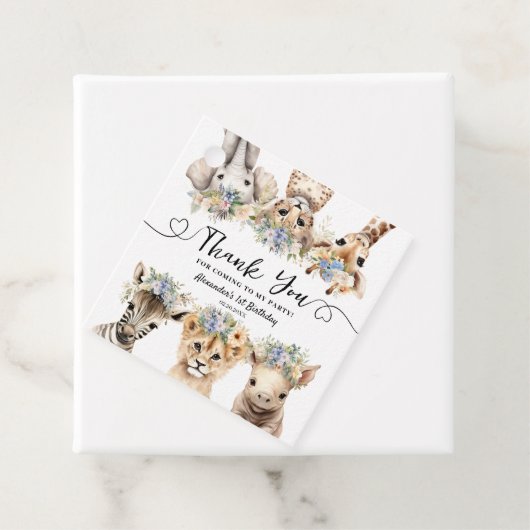 Safari 1e verjaardagsfeest Oerwoud Animals Boy Bedankjes Labels (In situ)