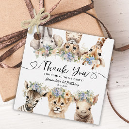 Safari 1e verjaardagsfeest Oerwoud Animals Boy Bedankjes Labels