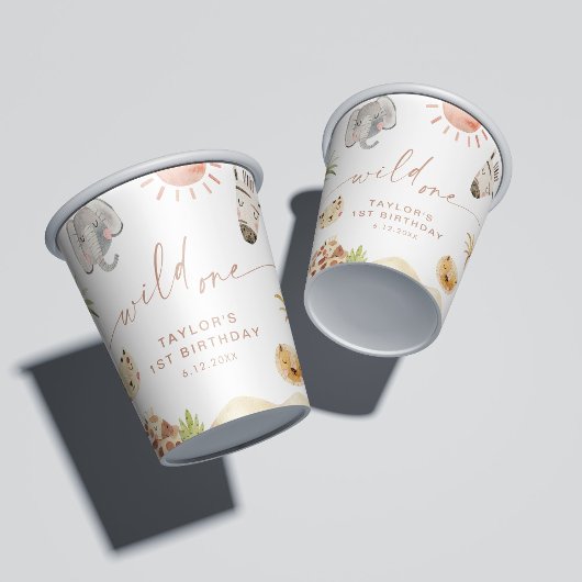 SAFARI 1e verjaardagsfeestje Papieren Bekers