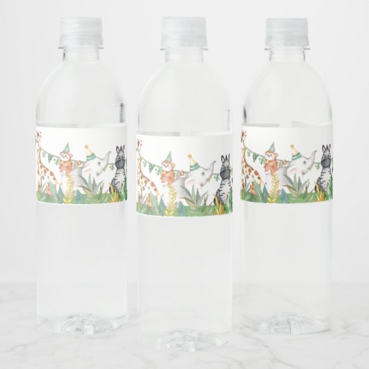 Safari 1st Birthday Beverage Label Set Waterfles Etiket (Flessen)