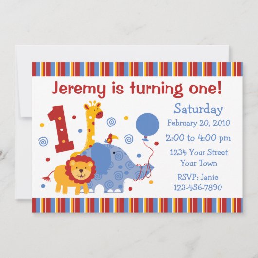 Safari 1st Birthday Custom Invitation Kaart (Voorkant)