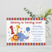 Safari 1st Birthday Custom Invitation Kaart (Staand voorkant)