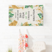 Safari 1st Birthday Green Ecru Welkom Spandoek (Insitu)