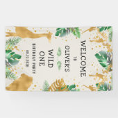 Safari 1st Birthday Green Ecru Welkom Spandoek (Horizontaal)