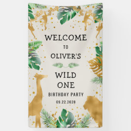 Safari 1st Birthday Green Ecru Welkom Spandoek