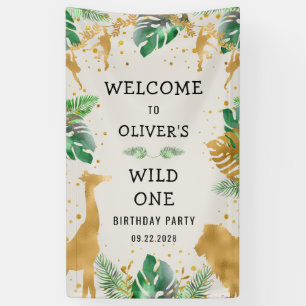 Safari 1st Birthday Green Ecru Welkom Spandoek
