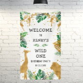 Safari 1st Birthday Green Gold Welkom Spandoek