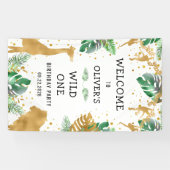 Safari 1st Birthday Green Gold Welkom Spandoek (Horizontaal)