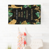 Safari 1st verjaardag van Groene Gold Black Spandoek (Insitu)