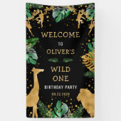 Safari 1st verjaardag van Groene Gold Black Spandoek (Verticaal)