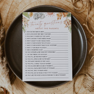 SAFARI 20 Vragen over de Ouders Baby Game Kaart