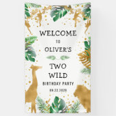 Safari 2de verjaardag van de Groene Gouden Welkome Spandoek (Verticaal)