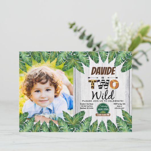 Safari 2e verjaardagsfeest foto uitnodiging (Staand voorkant)