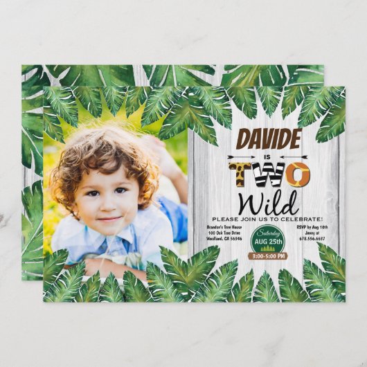 Safari 2e verjaardagsfeest foto uitnodiging (Voorkant / Achterkant)