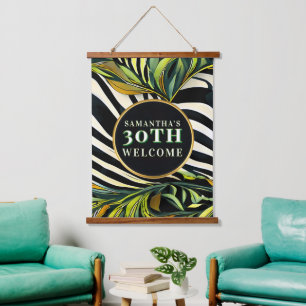 Safari 30e Verjaardag Welkom Bord Zebra Jungle Hangend Wandkleed