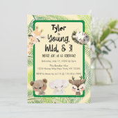 Safari 3e Verjaardag Feest Uitnodiging (Staand voorkant)