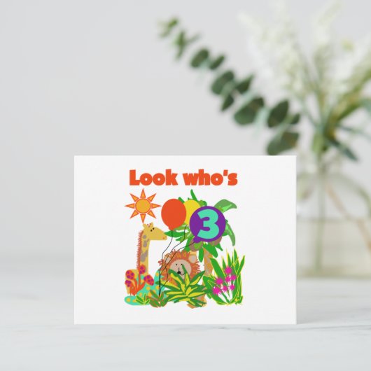 Safari 3e verjaardag Tshirts en geschenken Briefkaart (Staand voorkant)