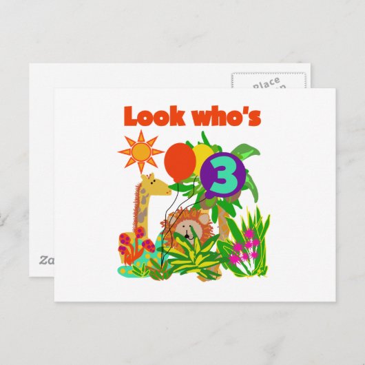 Safari 3e verjaardag Tshirts en geschenken Briefkaart (Voorkant / Achterkant)