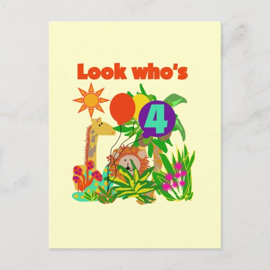 Safari 4e verjaardag Tshirts en geschenken Briefkaart (Voorkant)