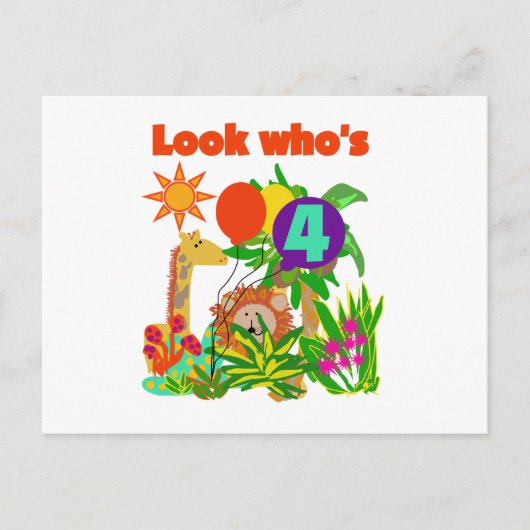 Safari 4e verjaardag Tshirts en geschenken Briefkaart (Voorkant)