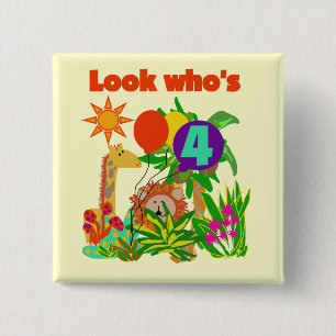 Safari 4e verjaardag Tshirts en geschenken Vierkante Button 5,1 Cm