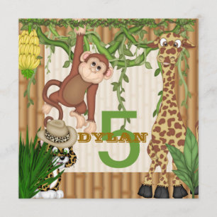 Safari 5th Birthday Invitation Sjabloon Kaart