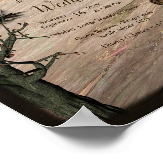 Safari aankondiging buitenbruiloft poster (Hoek)