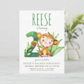 Safari Aap Tweede verjaardag uitnodiging (Staand voorkant)