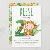 Safari Aap Tweede verjaardag uitnodiging (Voorkant / Achterkant)