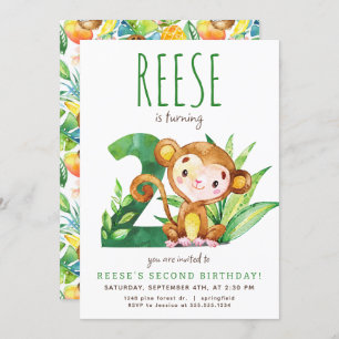 Safari Aap Tweede verjaardag uitnodiging