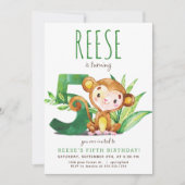 Safari Aap Uitnodiging voor vijfde verjaardag (Voorkant)