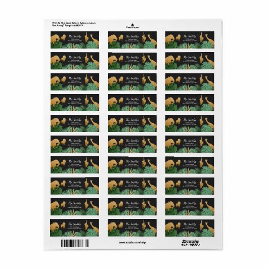 Safari Adresetiketten Wilde 1 Dieren Oerwoud diere Etiket (Full Sheet)