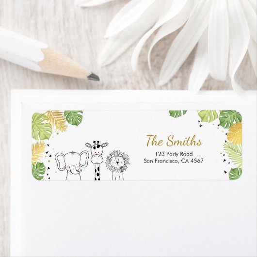 Safari Adresetiketten Wilde 1 Dieren Oerwoud diere Etiket (Insitu)