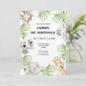 Safari Adventure 1e verjaardag uitnodiging (Staand voorkant)