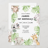 Safari Adventure 1e verjaardag uitnodiging (Voorkant / Achterkant)