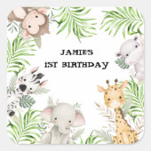 Safari Adventure 1e verjaardag Vierkante Sticker (Voorkant)