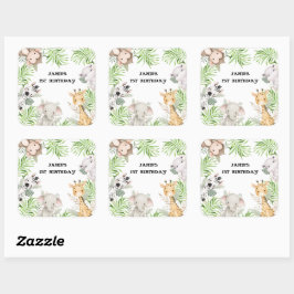 Safari Adventure 1e verjaardag Vierkante Sticker