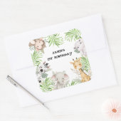 Safari Adventure 1e verjaardag Vierkante Sticker (Envelop)
