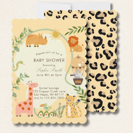 Safari Adventure Awaits Baby Shower scalloped Kaart
