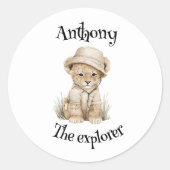 Safari Adventure Babies | Cute Watercolour Animals Ronde Sticker (Voorkant)
