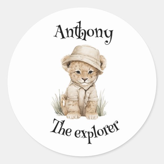Safari Adventure Babies | Cute Watercolour Animals Ronde Sticker (Voorkant)