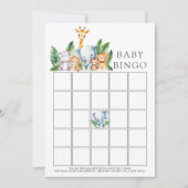 Safari Adventure Baby shower Bingogame Kaart (Voorkant)