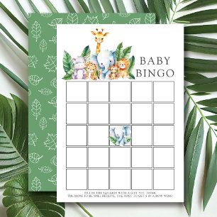 Safari Adventure Baby shower Bingogame Kaart