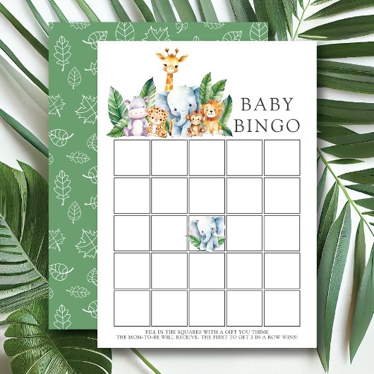 Safari Adventure Baby shower Bingogame Kaart